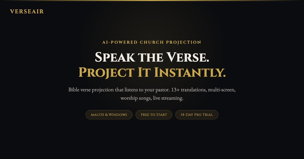 Projective Verse Examples VerseAir — AI-Powered Bible Verse Projection for Churches